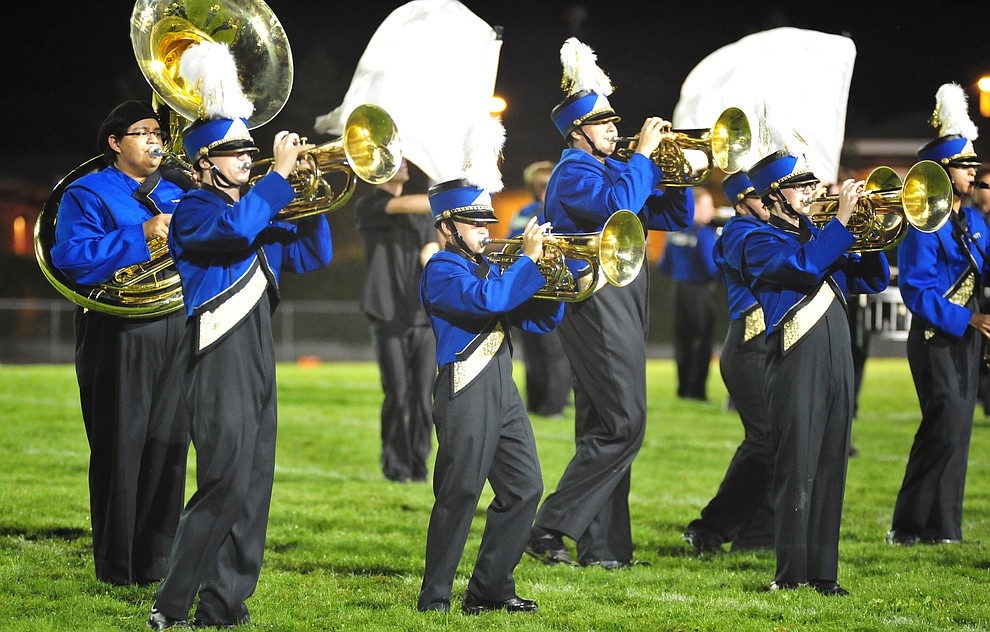 The Pride of Prescott Marching Band presented a new polynesian number during halftime as the Badgers take on Desert Edge Friday August 17, 2018 to open the 2018 football season. (Les Stukenberg/Courier)