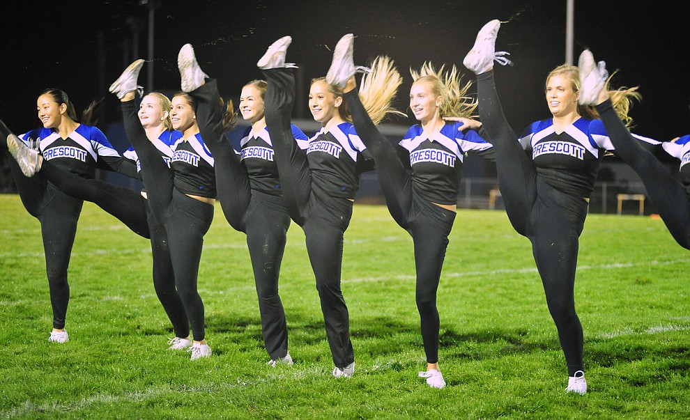 Prescott's Spirit Line perform during halftime as the Badgers take on Desert Edge Friday August 17, 2018 to open the 2018 football season. (Les Stukenberg/Courier)