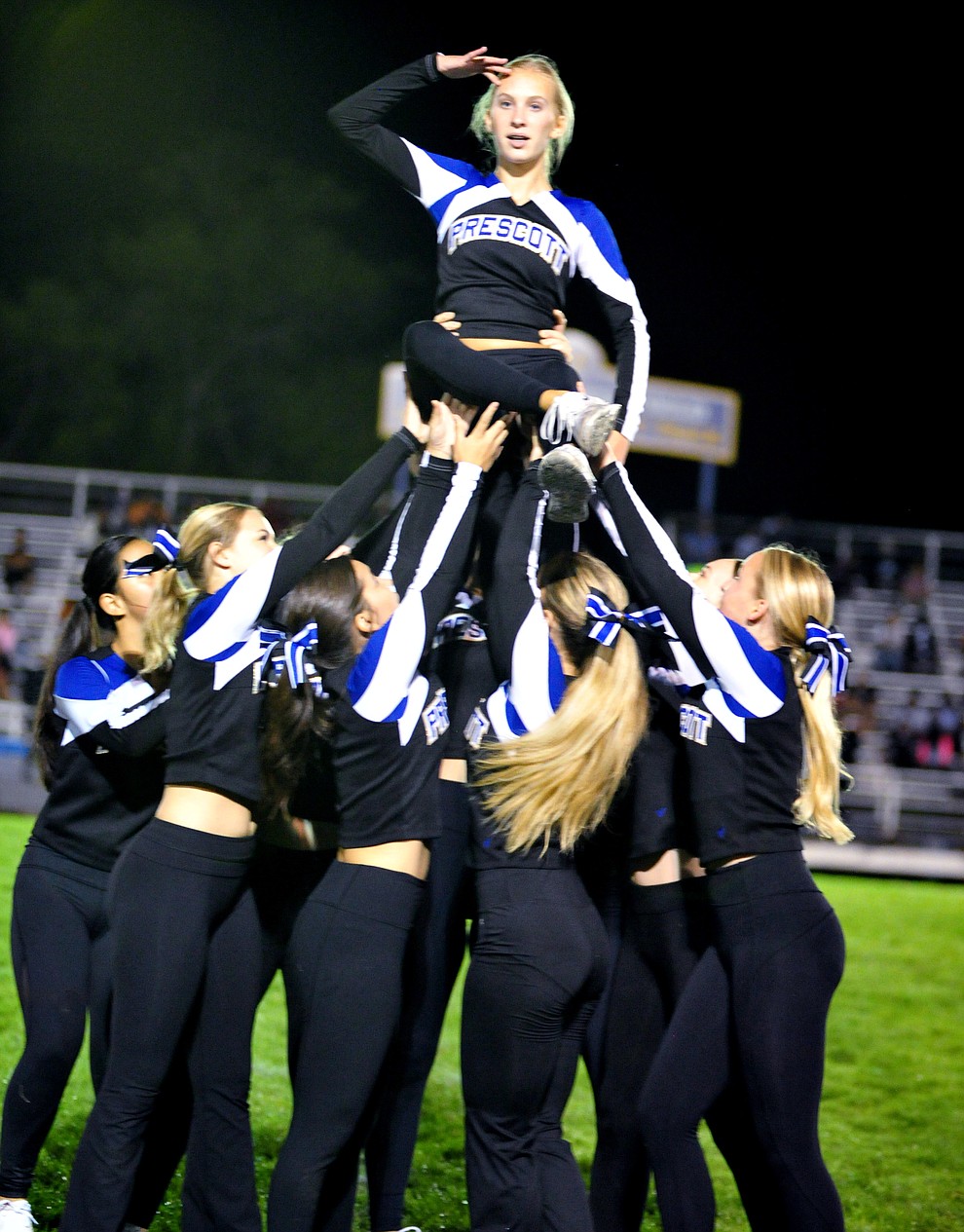 Prescott's Spirit Line perform during halftime as the Badgers take on Desert Edge Friday August 17, 2018 to open the 2018 football season. (Les Stukenberg/Courier)