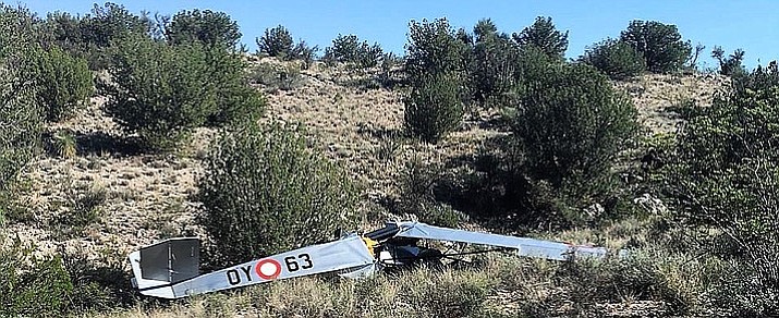Two Camp Verde men were killed in a plane crash southeast of Montezuma Castle in Camp Verde Saturday, Aug. 18. The plane was described as an experimental “Air Camper” model. (Yavapai County Sheriff’s Office/Courtesy)
