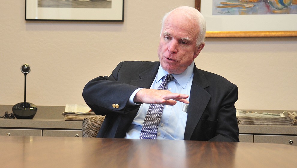 Prescott - January 4, 2016.Les Stukenberg/The Daily Courier.United States Senator John McCain stopped by The Daily Courier offices Monday afternoon and gave a recap of what's been happening in Washington D.C. and around the world in the recent months.