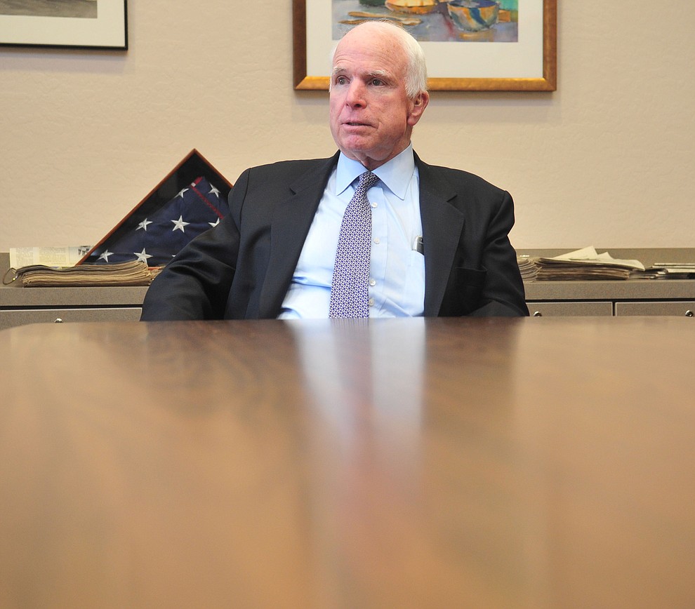 Prescott - January 4, 2016.Les Stukenberg/The Daily Courier.United States Senator John McCain stopped by The Daily Courier offices Monday afternoon and gave a recap of what's been happening in Washington D.C. and around the world in the recent months.