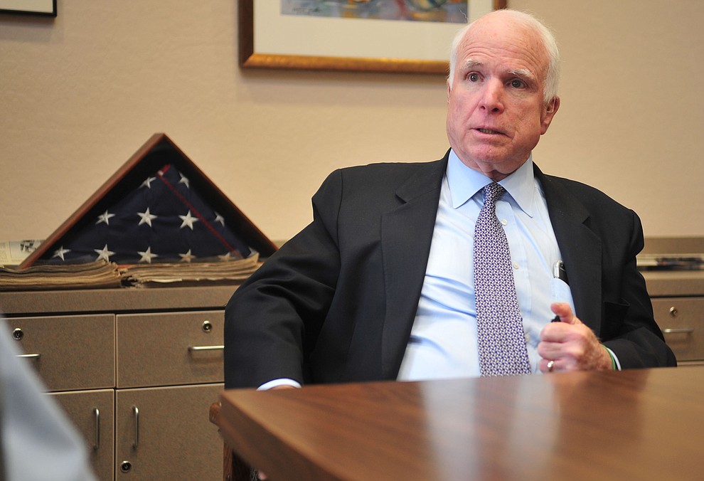 Prescott - January 4, 2016.Les Stukenberg/The Daily Courier.United States Senator John McCain stopped by The Daily Courier offices Monday afternoon and gave a recap of what's been happening in Washington D.C. and around the world in the recent months.