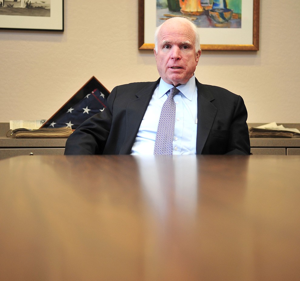 Prescott - January 4, 2016.Les Stukenberg/The Daily Courier.United States Senator John McCain stopped by The Daily Courier offices Monday afternoon and gave a recap of what's been happening in Washington D.C. and around the world in the recent months.