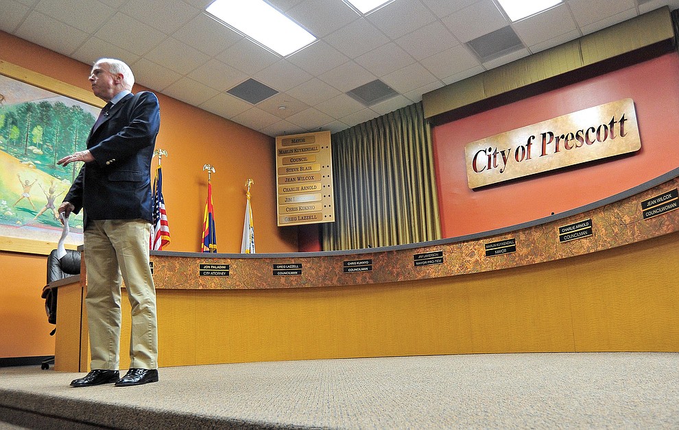 Prescott 08-29-14.Matt Hinshaw/The Daily Courier.Senator John McCain answers a question from an audience member duing a town hall meeting Friday afternoon at the Prescott City Council Chambers. Friday also happened to be McCain's 78th birthday.