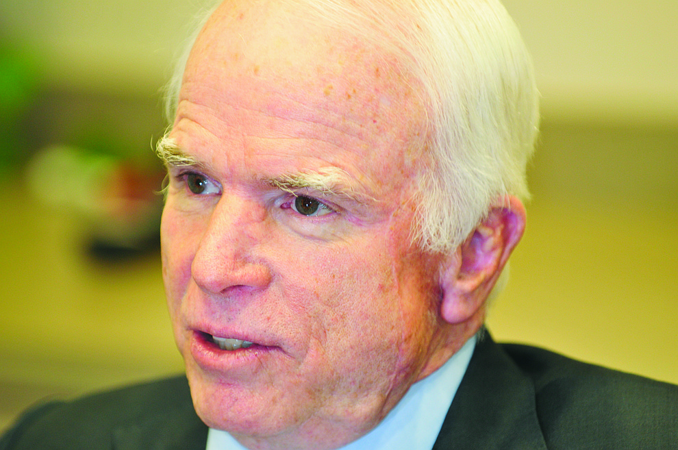 Les Stukenberg/The Daily Courier.United States Senator John McCain met with The Daily Courier editorial board on Monday at the papers Prescott office. McCain shared his thoughts about everytning from local water issues to Israel's attack in the Gaza strip.