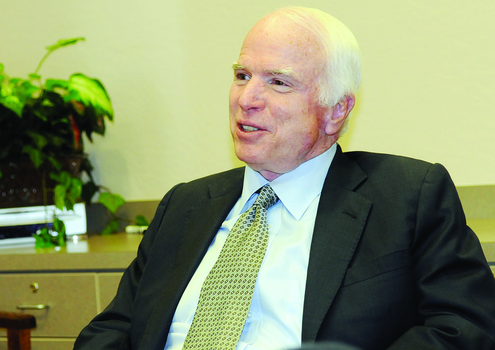 Les Stukenberg/The Daily Courier.United States Senator John McCain met with The Daily Courier editorial board on Monday at the papers Prescott office. McCain shared his thoughts about everytning from local water issues to Israel's attack in the Gaza strip.
