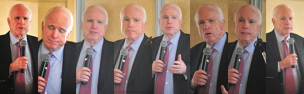 Senator John McCain speaks at the Tri-Chamber Luncheon on Tuesday afternoon in Prescott. (Les Stukenberg/The Daily Courier)