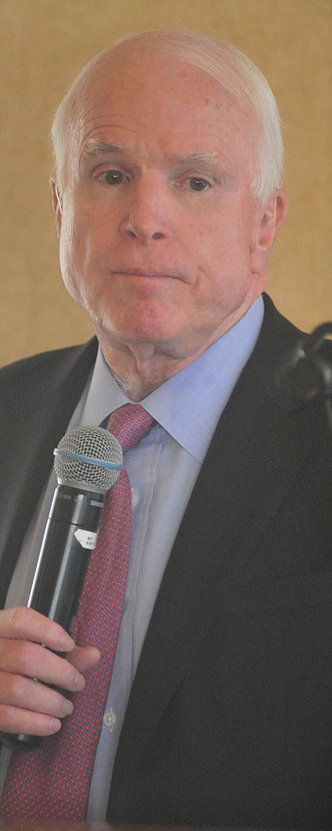 Senator John McCain speaks at the Tri-Chamber Luncheon Tuesday afternoon in Prescott. (Les Stukenberg/The Daily Courier)