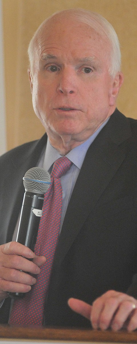 Senator John McCain speaks at the Tri-Chamber Luncheon Tuesday afternoon in Prescott. (Les Stukenberg/The Daily Courier)