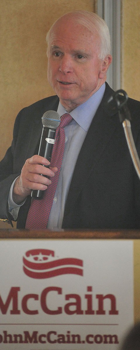 Senator John McCain speaks at the Tri-Chamber Luncheon Tuesday afternoon in Prescott. (Les Stukenberg/The Daily Courier)