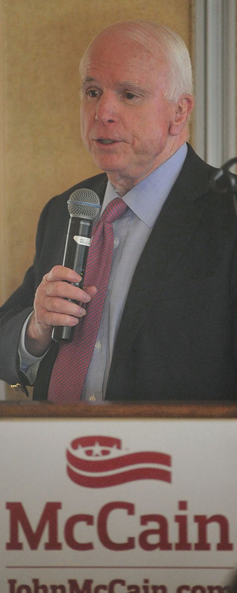 Senator John McCain speaks at the Tri-Chamber Luncheon Tuesday afternoon in Prescott. (Les Stukenberg/The Daily Courier)