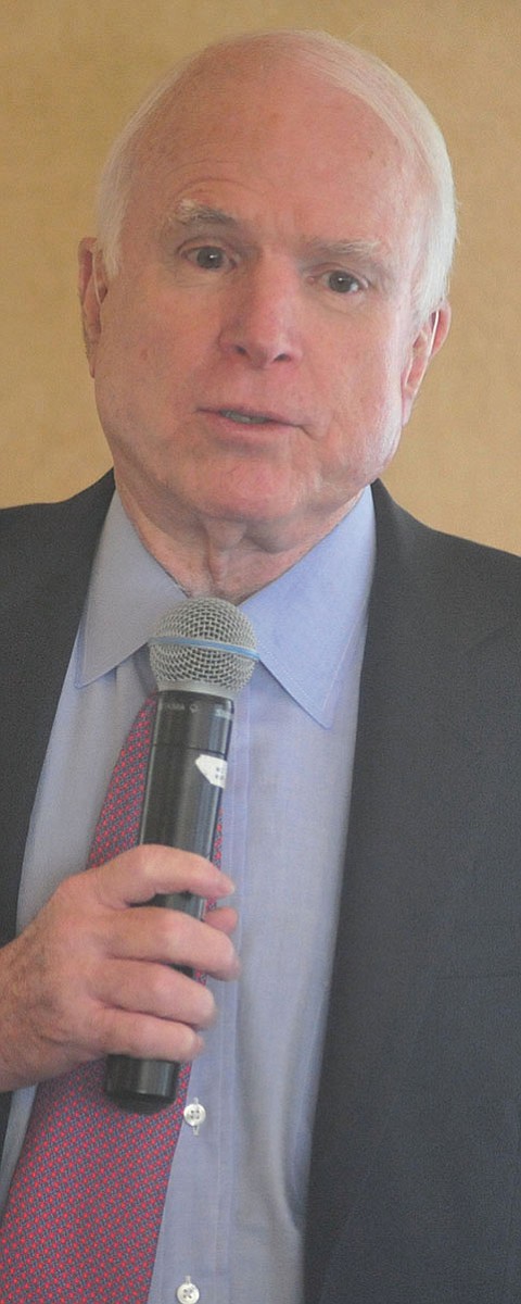 Senator John McCain speaks at the Tri-Chamber Luncheon Tuesday afternoon in Prescott. (Les Stukenberg/The Daily Courier)