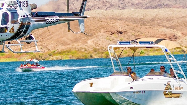 A recreational boat carrying 10 people and another vessel with six people on board collided head-on Saturday night on a well-traveled stretch of the river that marks the border between California and Arizona, the Mohave County Sheriff's Office said. (San Bernardino County Sheriff's Office)