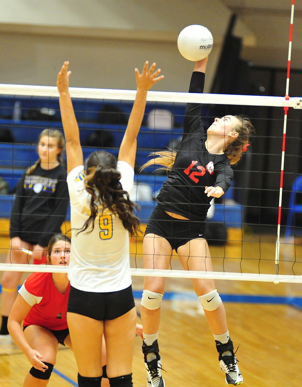 Bradshaw Mountain's Jordyn Moser goes for a cross court kill as the Bears traveled to Prescott for a cross-town volleyball matchup against the Badgers Thursday Sept. 6, 2018. (Les Stukenberg/Courier)