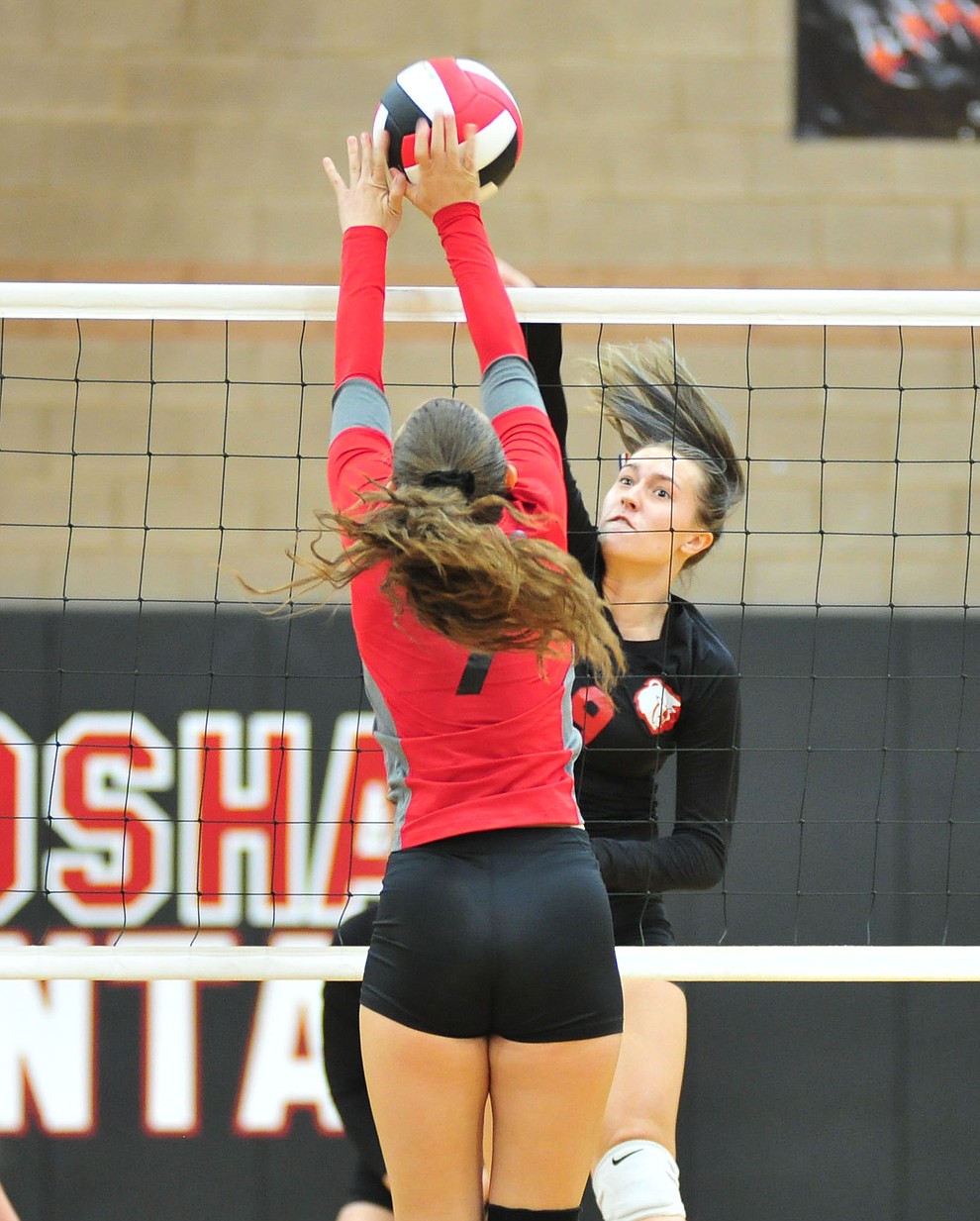 Bradshaw Mountain's Peyton Bradshaw goes for a kill as the Bears faced the Mingus Marauders in a volleyball matchup Tuesday, Sept. 11, 2018 in Prescott Valley. (Les Stukenberg/Courier)