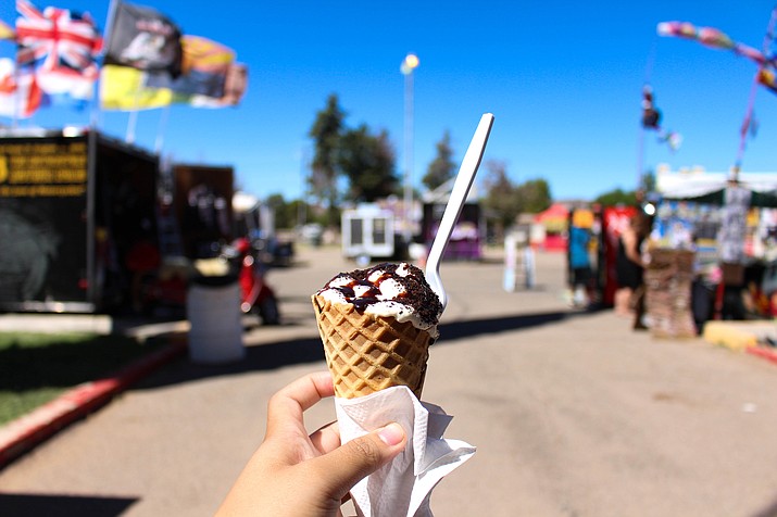 For those with a sweet tooth or cheesecake lovers, a cheesecake in a cone can be a great treat at the Mohave County Fair. (Photo by Vanessa Espinoza/Daily Miner)
