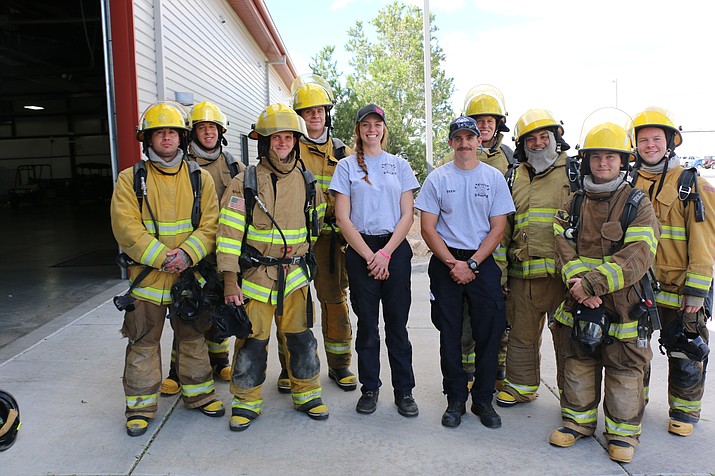 Mikayla Baker and Ethan Hutchison, Yavapai College fire science alumni and fire academy technicians, spend their Saturdays training firefighter cadets at the Central Arizona Regional Training Academy in Prescott Valley. (Jennifer McCormack, Yavapai College/Courtesy)