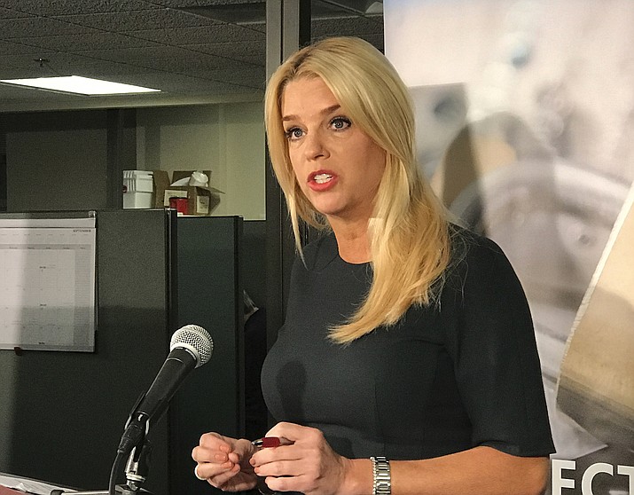 Florida Attorney General Pam Bondi addresses price gouging complaints during a press conference Wednesday, Sept. 6, 2017, in Tallahassee, Fla. (Joe Reedy/AP file)