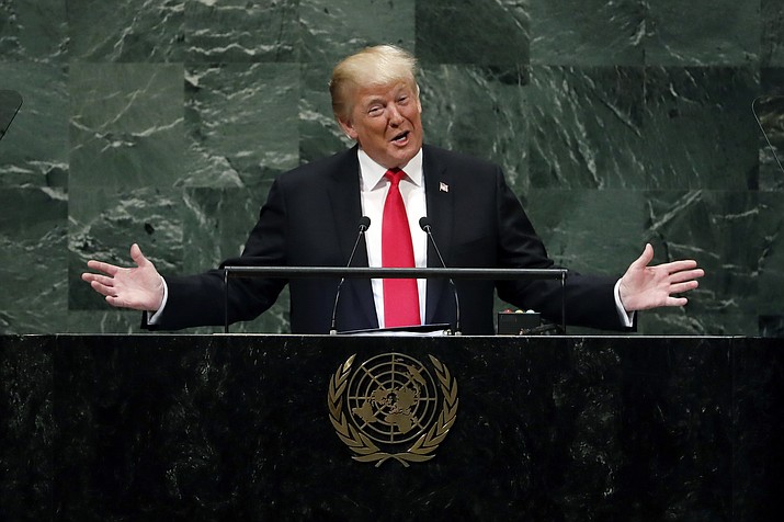 President Donald Trump addresses the 73rd session of the United Nations General Assembly, at U.N. headquarters, Tuesday, Sept. 25, 2018. (Richard Drew/AP)