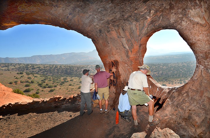 Vulgar graffiti was cleaned up off the walls at the Robbers Roost cave in Sedona Thursday morning. VVN/Vyto Starinskas