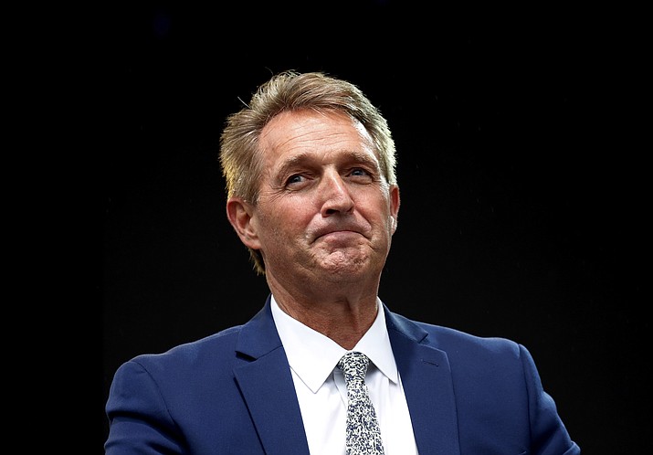 Sen. Jeff Flake, R-Ariz., listens to a question during an appearance at the Forbes 30 Under 30 Summit, Monday, Oct. 1, 2018, in Boston. (Mary Schwalm/AP)