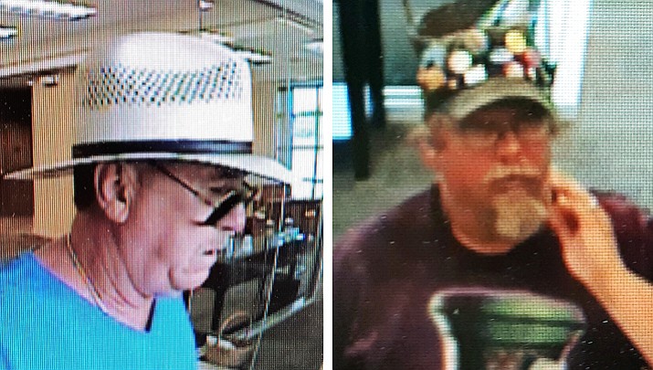 Two men wanted in wanted in connection to the recent alleged scamming of an 84-year-old Dewey resident. 
The man on the right has been identified as Daniel Miller, 45. The man on the left is still unknown to law enforcement. Both have yet to be found by authorities.  