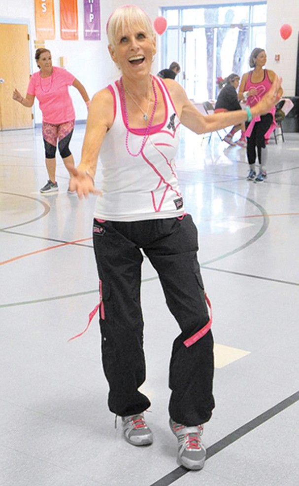 Party in Pink event in Prescott in 2017. The photo is of participants doing Zumba with instructor Jori Pedriana. (Courtesy)