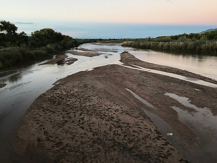 Sandbars form in the Rio Grande channel Oct. 10, 2018, as the river flows on the northern edge of Albuquerque, N.M. Environmentalists are challenging a court ruling over whether water from the river is properly accounted for and being used in beneficial ways along the Middle Rio Grande Valley. (Susan Montoya Bryan/AP)