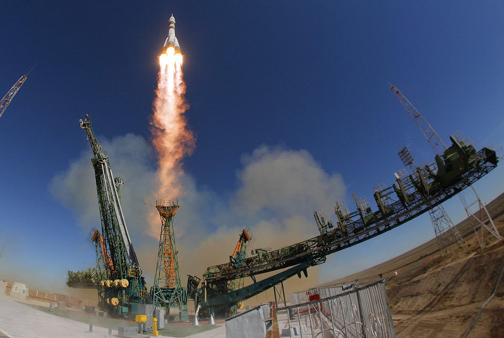 The Soyuz-FG rocket booster with Soyuz MS-10 space ship carrying a new crew to the International Space Station, ISS, blasts off at the Russian leased Baikonur cosmodrome, Kazakhstan, Thursday, Oct. 11, 2018. Two astronauts from the U.S. and Russia were safe Thursday after an emergency landing in the steppes of Kazakhstan following the failure of a Russian booster rocket carrying them to the International Space Station. NASA astronaut Nick Hague and Roscosmos' Alexei Ovchinin lifted off as scheduled at 2:40 p.m. (0840 GMT; 4:40 a.m. EDT) Thursday from the Russian-leased Baikonur cosmodrome in Kazakhstan, but their Soyuz booster rocket failed about two minutes after the launch. (AP Photo/Dmitri Lovetsky)