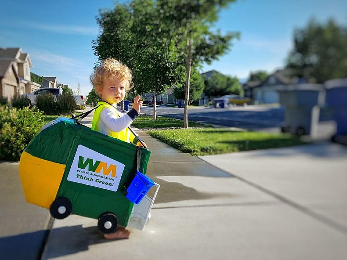 As a green costume idea, a recycled box can become a garbage truck or other vehicle. (Waste Management/Courtesy)