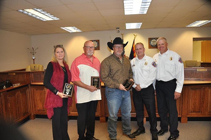Alisa Lester, Jay Ortenzo and Bill Bailey were recognized by the Central Arizona Fire and Medical Authority during its monthly board of directors meeting on Monday, Oct. 22. (Nick Scalisie/Courtesy)