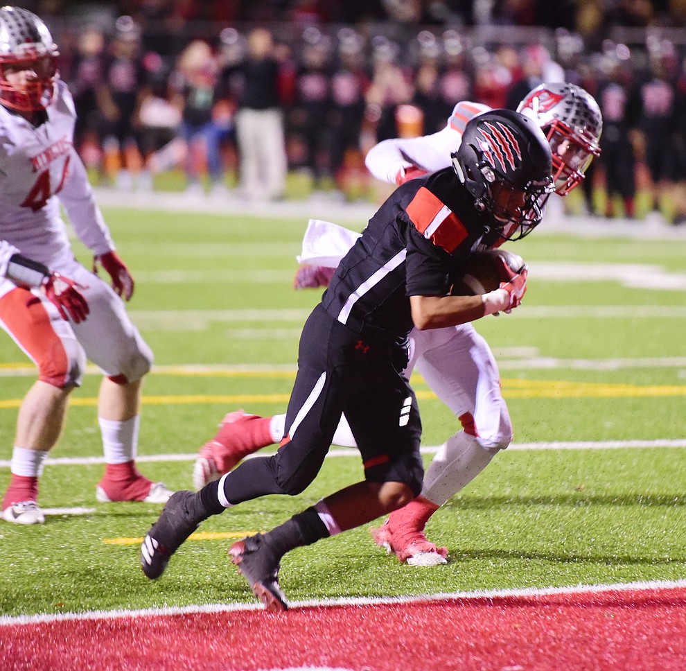 Bradshaw Mountain's Ruben Gonzalez scores as the Bears take on the Mingus Marauders in the first round of the AIA 4A State Football Championship Friday, Nov. 2, 2018 in Prescott Valley. (Les Stukenberg/Courier).