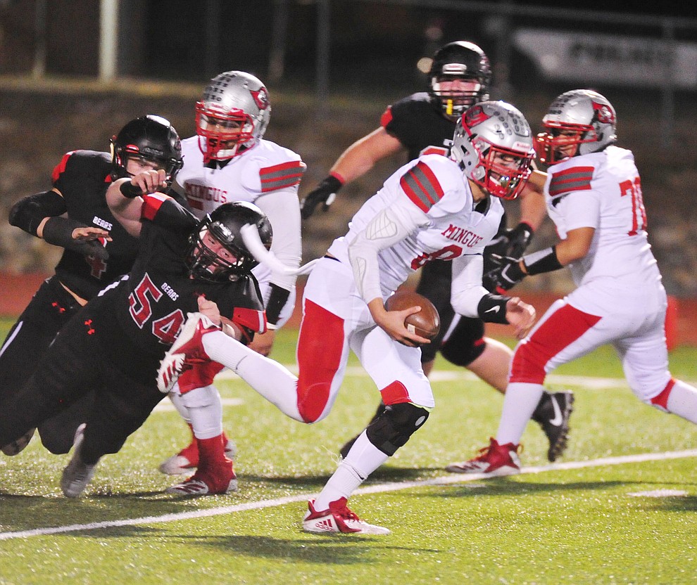 Mingus' Antoine Zabala runs as the Marauders take on Bradshaw Mountain in the first round of the AIA 4A State Football Championship Friday, Nov. 2, 2018 in Prescott Valley. (Les Stukenberg/Courier).
