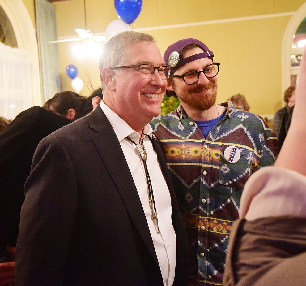Challenger David Brill was still able to smile after losing United States Congressman Paul Gosar during a Democratic election night party at the Hotel St. Michael Tuesday, Nov. 6, 2018 in Prescott.  (Les Stukenberg/Courier).