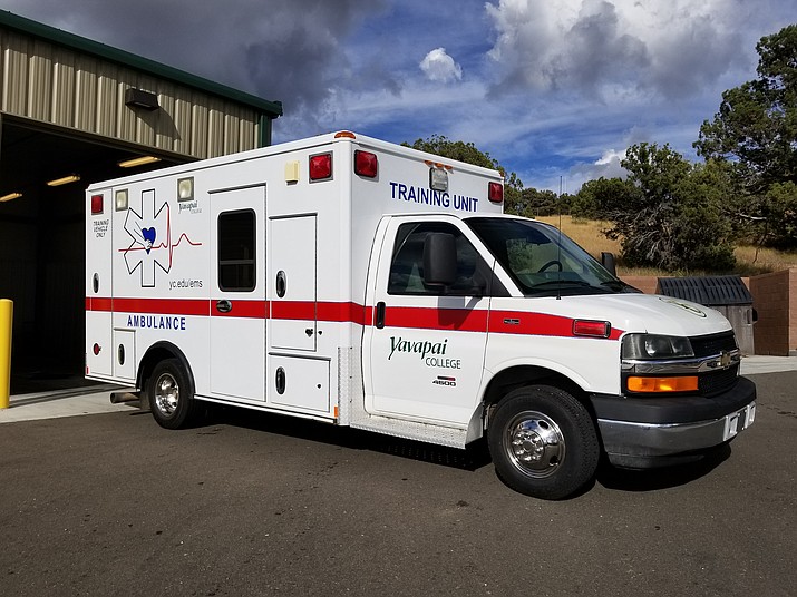 One of Yavapai College’s ambulances that is used for instruction. The college’s EMT first-time pass rate has risen to 82 percent over the past nine months. (Yavapai College/Courtesy)