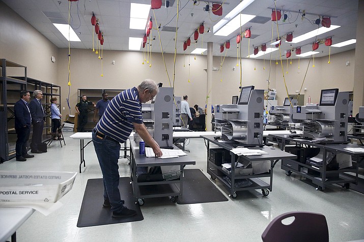 Elections staff prepare for a recount at the Broward County Supervisor of Elections office during on Sunday, Nov. 11, 2018, in Lauderhill, Fla. (Brynn Anderson/AP)