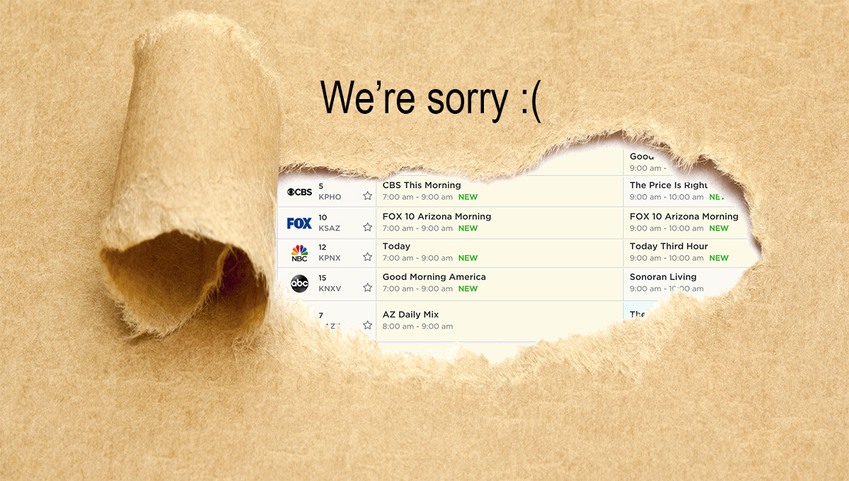 Apologies for wrong TV listings printed in Nov. 15 Courier, see