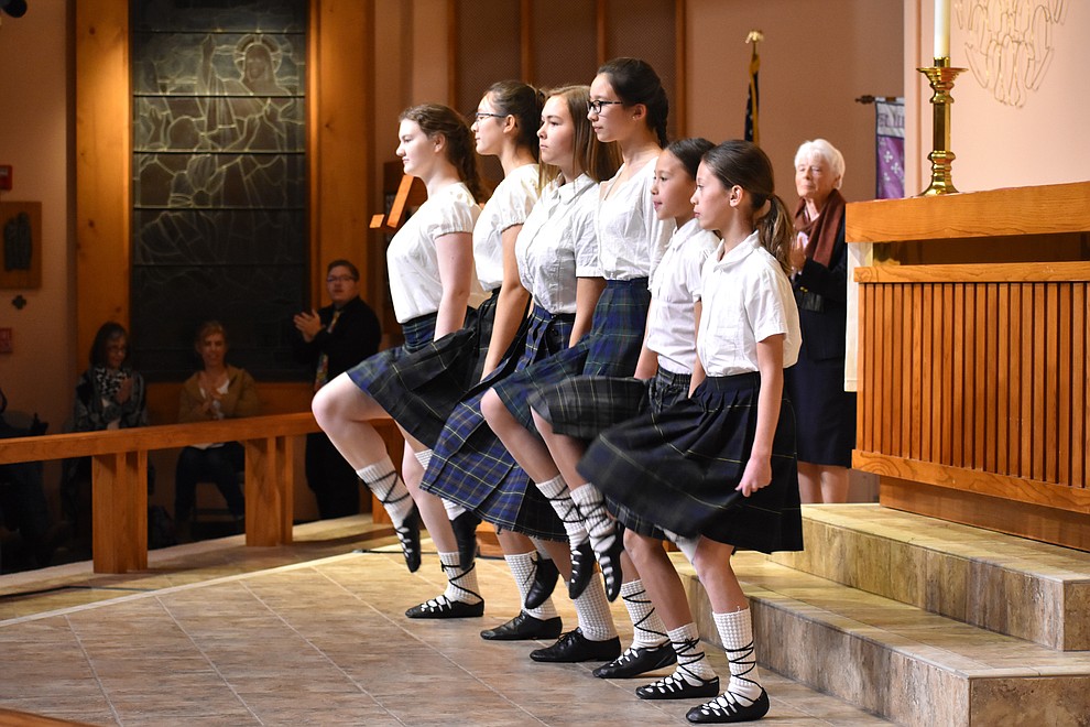 Members of Sacred Heart Children's Irish Dancers perform during the 2018 Celebration of Thanks concert held Thursday, Nov. 15 at St. Luke's Episcopal Church in Prescott. The annual event, called "Many Voices of Thanks," brings together choirs, musicians, dancers and speakers from many faith beliefs and is sponsored by the Quad City Interfaith Council. (Richard Haddad/WNI)