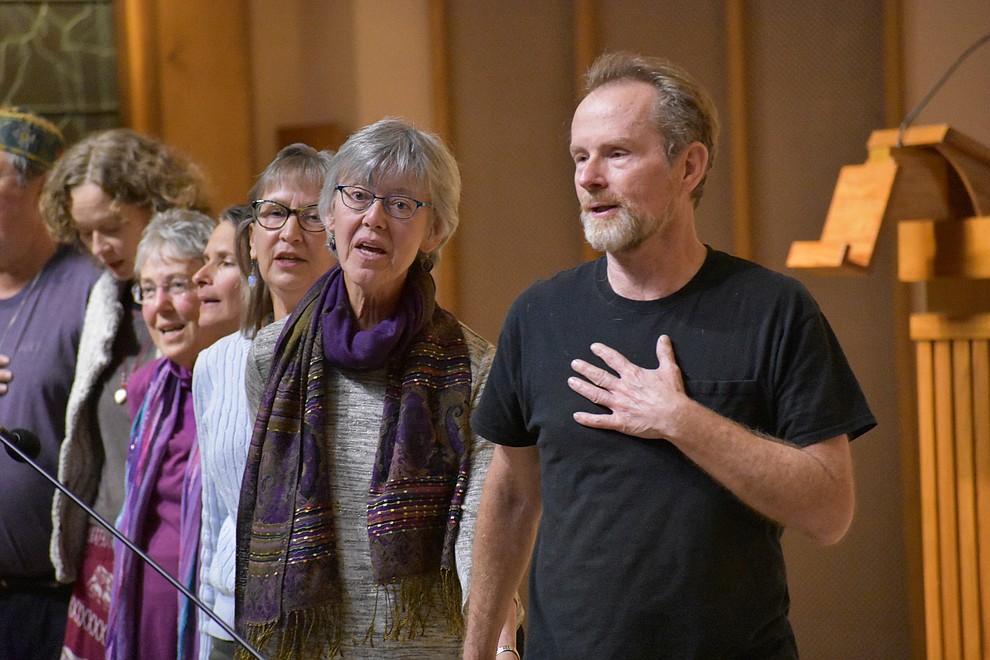Members of Prescott Sufi Circle perform a Sufi dance and prayer song called, "My House Shall Be a House of Prayer for All" during the 2018 Celebration of Thanks concert held Thursday, Nov. 15 at St. Luke's Episcopal Church in Prescott. The annual event, called "Many Voices of Thanks," brings together choirs, musicians, dancers and speakers from many faith beliefs and is sponsored by the Quad City Interfaith Council. (Richard Haddad/WNI)