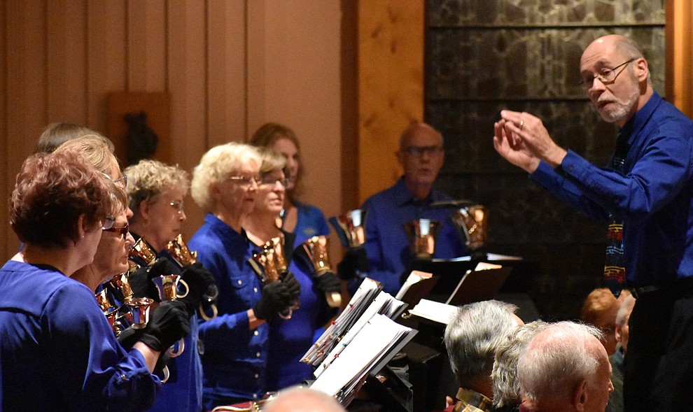 The St. Luke's Episcopal Church Bell Choir performs during the 2018 Celebration of Thanks concert held Thursday, Nov. 15 at St. Luke’s Episcopal Church in Prescott. The annual event, called "Many Voices of Thanks," brings together choirs, musicians, dancers and speakers from many faith beliefs and is sponsored by the Quad City Interfaith Council. (Richard Haddad/WNI)