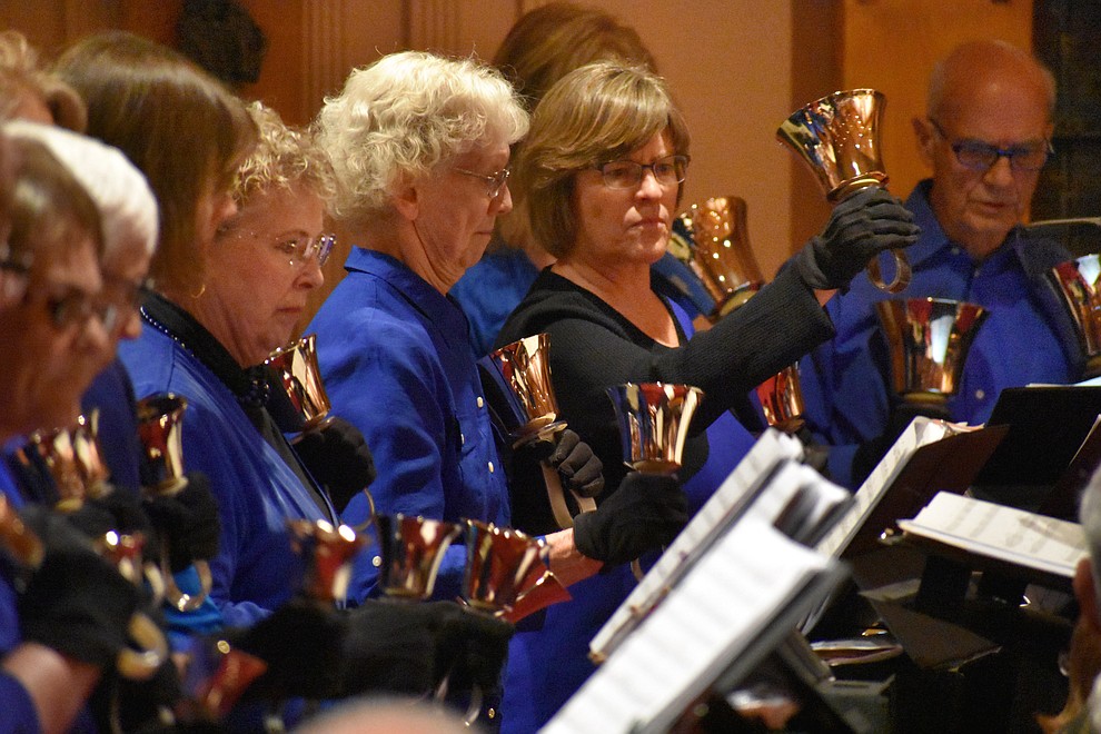 The St. Luke's Episcopal Church Bell Choir performs during the 2018 Celebration of Thanks concert held Thursday, Nov. 15 at St. Luke's Episcopal Church in Prescott. The annual event, called "Many Voices of Thanks," brings together choirs, musicians, dancers and speakers from many faith beliefs and is sponsored by the Quad City Interfaith Council. (Richard Haddad/WNI)