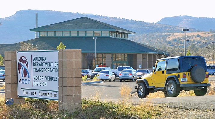 A Jeep pulls into the Arizona Department of Transportation Motor Vehicles Division parking lot in Prescott. (Courier, file)