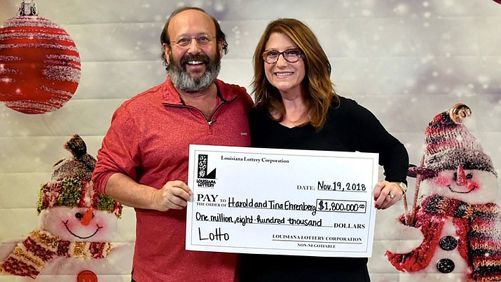 Harold and Tina Ehrenberg were cleaning their Louisiana home last week to prepare for a family Thanksgiving gathering when they discovered a winning lottery ticket worth $1.8 million. They found the ticket just two weeks before the prize was due to expire. (Louisiana State Lottery)