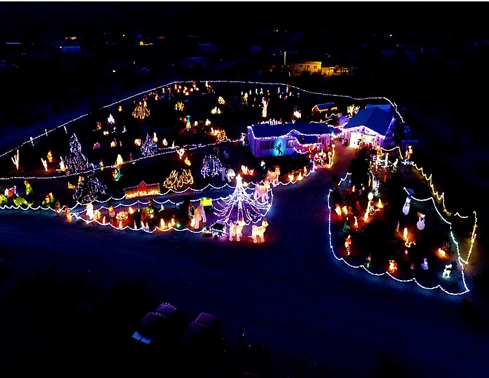 Meriwether’s Golden Valley Christmas display is up and running. The display includes about 100 blowups, 70,000 lights, a whole bunch of other display items and a special gingerbread house area. (Courtesy photo)