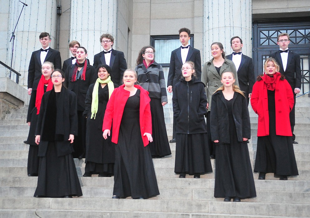 The Prescott High School Show Choir performs as part of the 64th Annual Christmas Yavapai County Courthouse Lighting in downtown Prescott Satuday, Dec. 1, 2018. (Les Stukenberg/Courier).