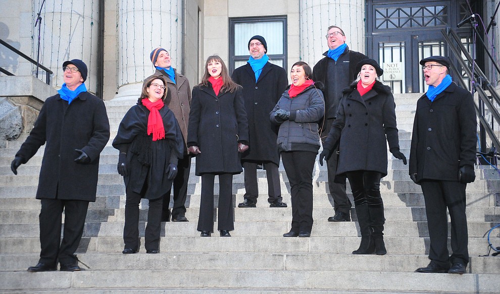 Liberty Voices perform as part of the 64th Annual Christmas Yavapai County Courthouse Lighting in downtown Prescott Satuday, Dec. 1, 2018. (Les Stukenberg/Courier).