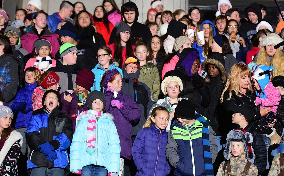 Prescott and surrounding towns children sing as part of the 64th Annual Christmas Yavapai County Courthouse Lighting in downtown Prescott Satuday, Dec. 1, 2018. (Les Stukenberg/Courier).