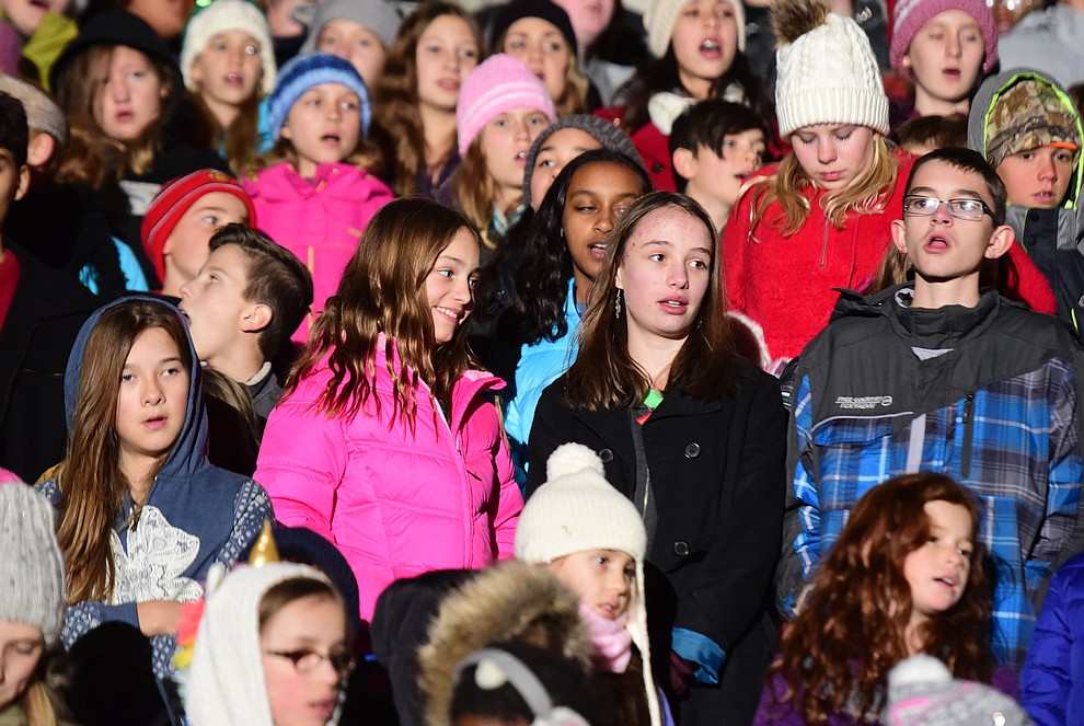 Prescott and surrounding towns children sing as part of the 64th Annual Christmas Yavapai County Courthouse Lighting in downtown Prescott Satuday, Dec. 1, 2018. (Les Stukenberg/Courier).
