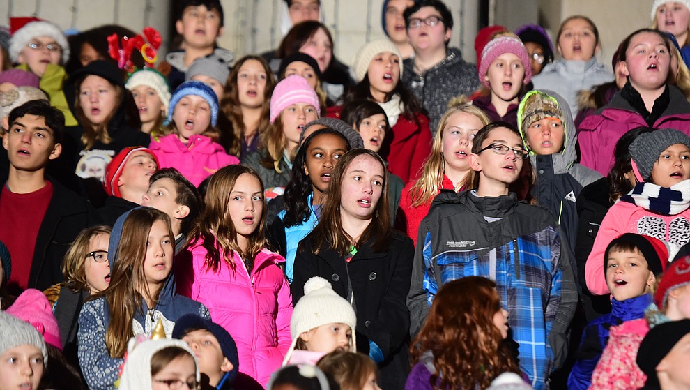 Prescott and surrounding towns children sing as part of the 64th Annual Christmas Yavapai County Courthouse Lighting in downtown Prescott Satuday, Dec. 1, 2018. (Les Stukenberg/Courier).
